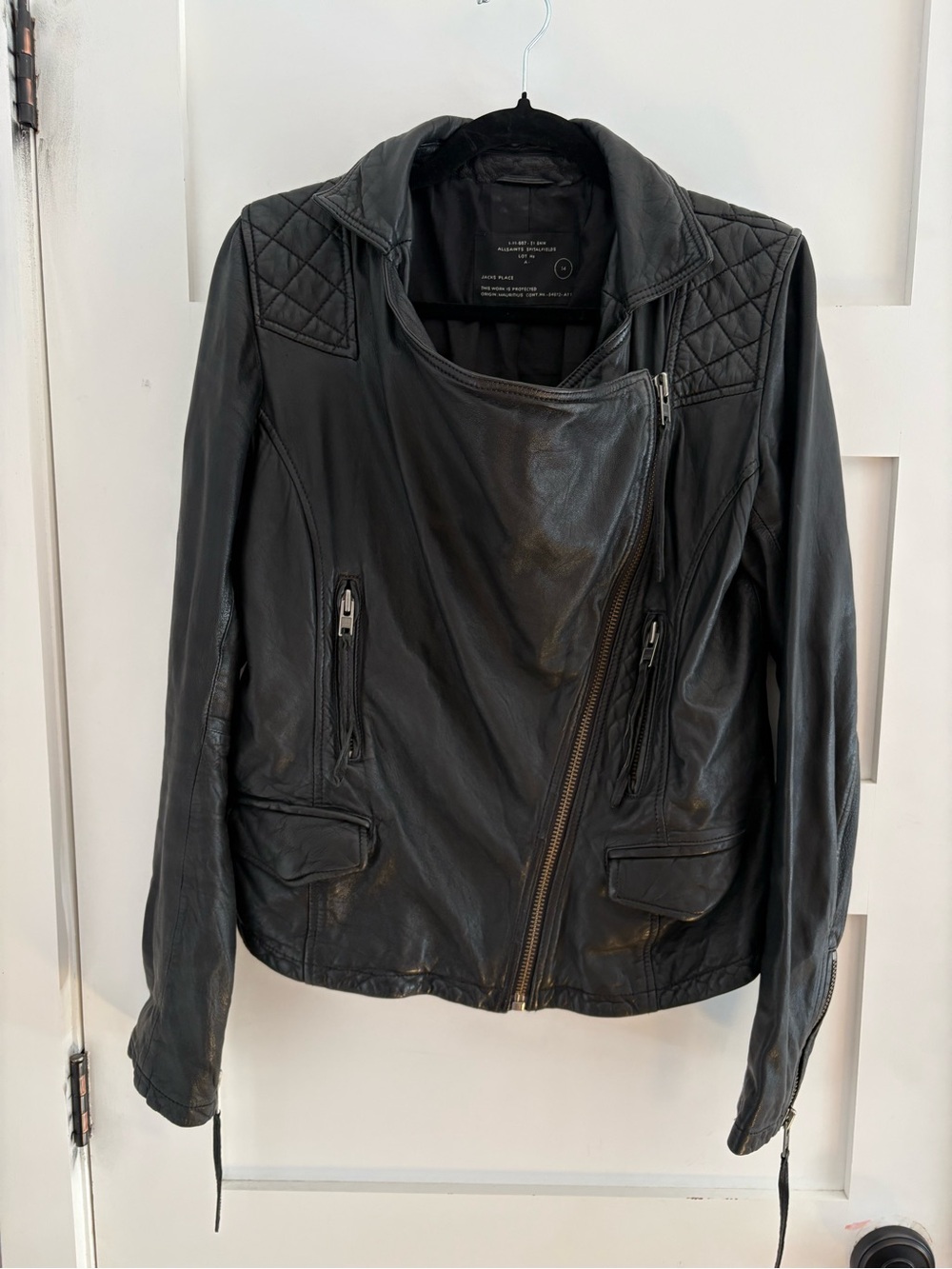AllSaints Stanton lambskin leather jacket UK14/US10